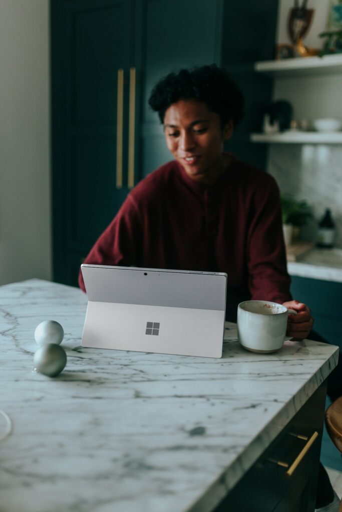 Woman using laptop